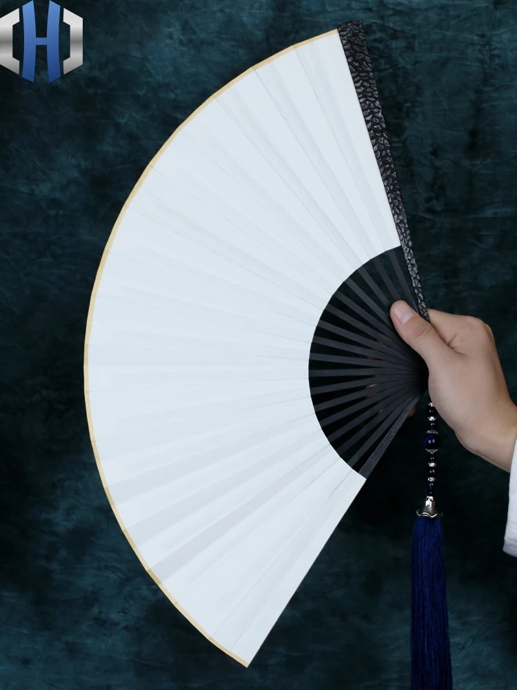 Titanium Alloy Folding Fan Nine Inch 18 Square Stone Metal Taiji Kungfu Iron Fan Steel Tactical Self-defense