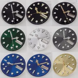 29mm Watch Dial Spare Parts With Hands Fit For NH36/NH36A Date/Day Calendar Window Blue/Black/Green/Gold/Gray/White Green Lume