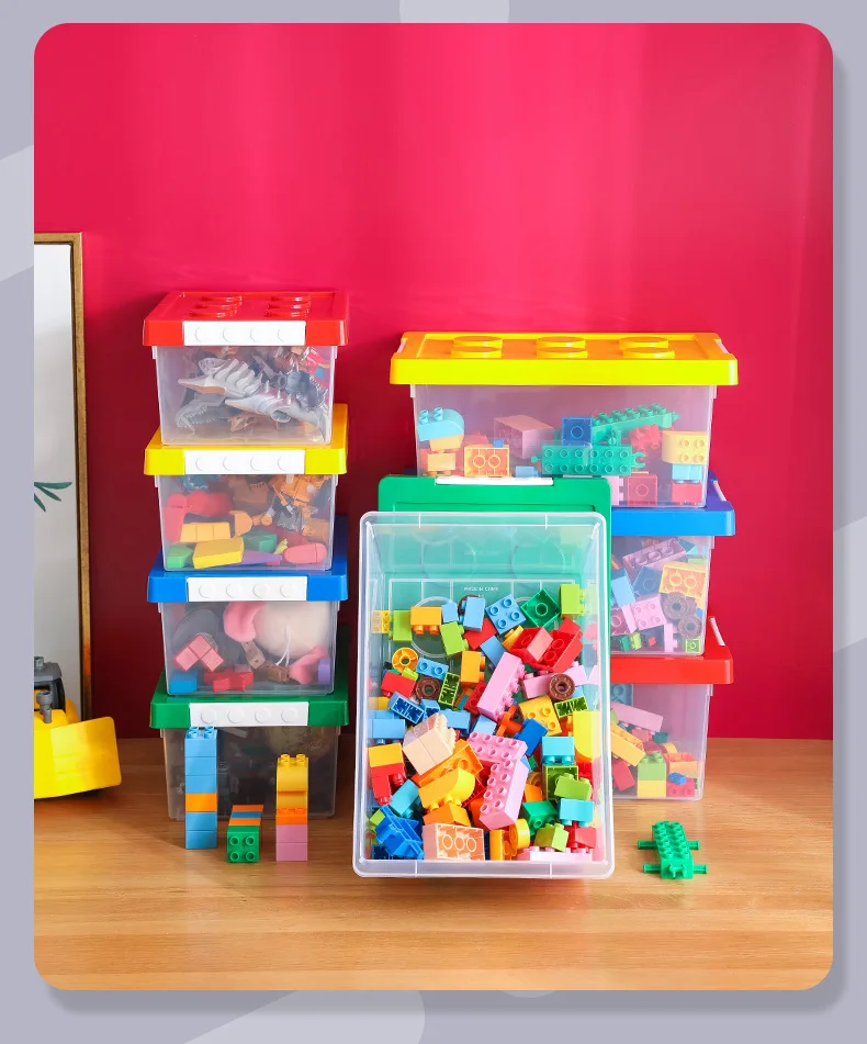 Kinder Baustein Aufbewahrungsbox Spielzeug Organizer Stapelbare Block Fall Container Bücher Stationäre Halter Kleinigkeiten Snack Container – Detail 13