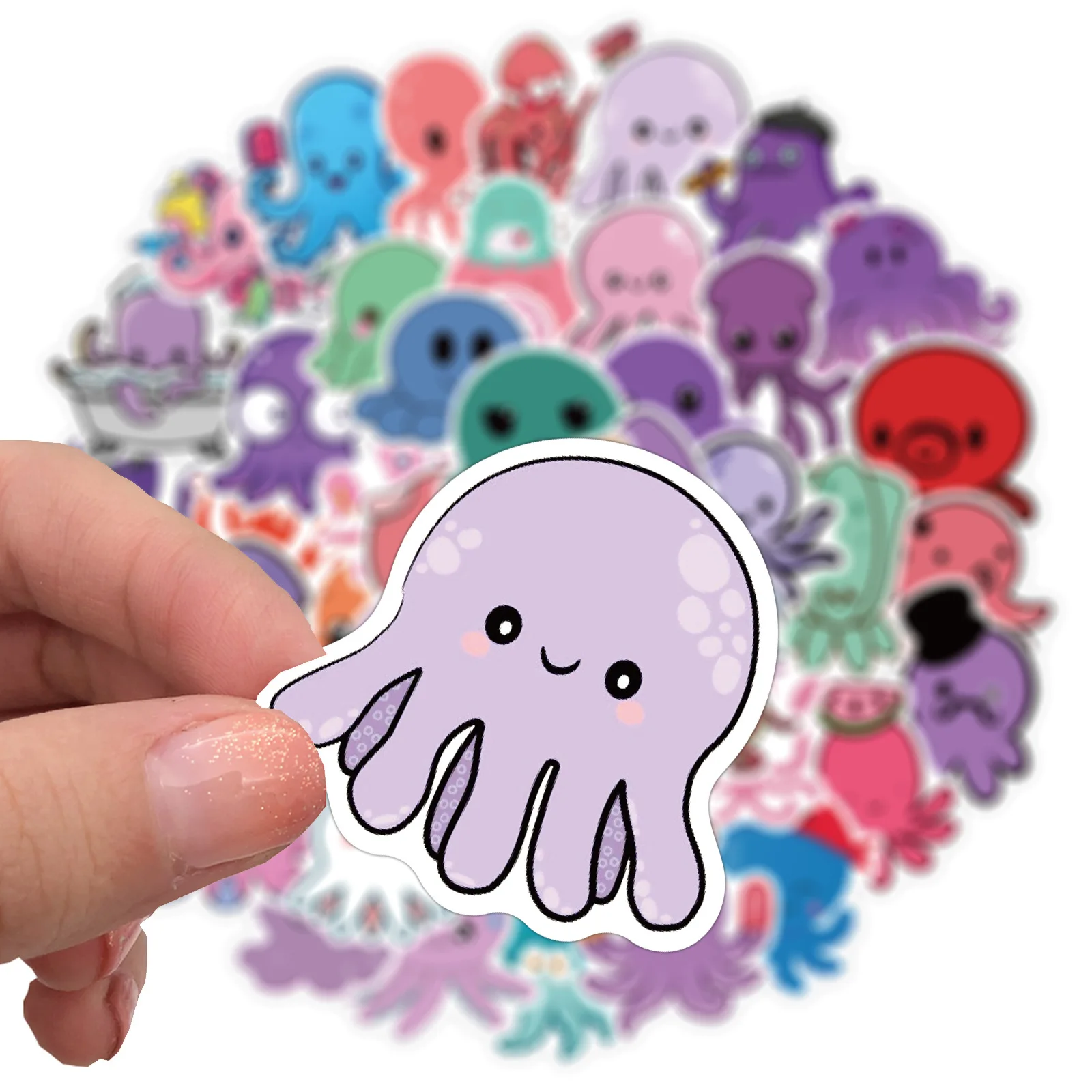 10/30/50/100pcs Cute Octopus Stickers Kawaii Cartoon Animal Decals Kids Toy DIY Waterproof Laptop Skateboard Phone Car Sticker