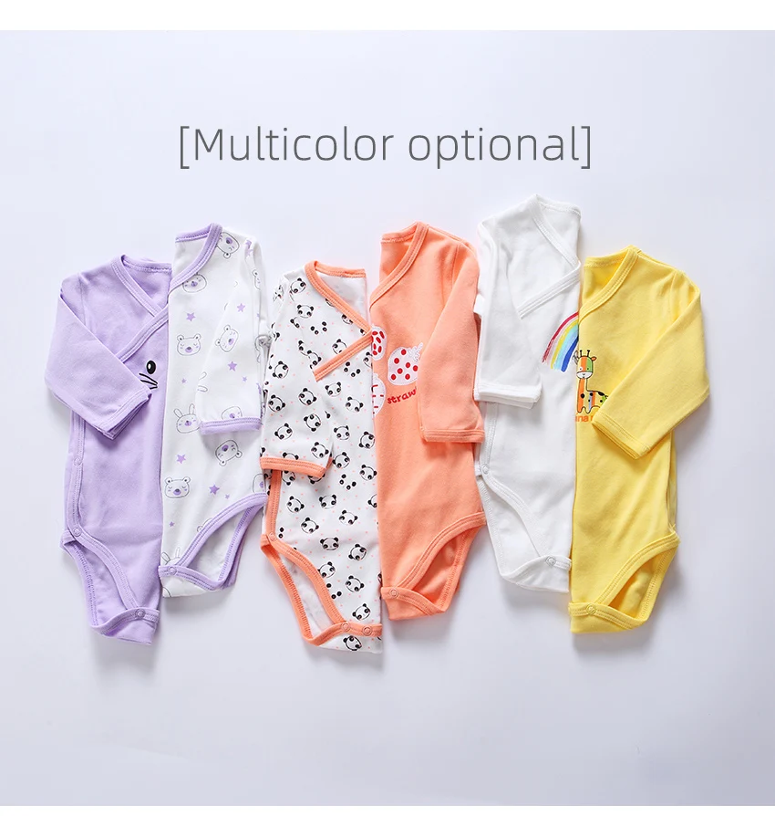 2pcs Newborn Baby Clothes Cotton Bodysuit Unisex Long Sleeve Overall Side Snap Bodysuit Infant  Boy Girl Clothes Kids Jumpsuit