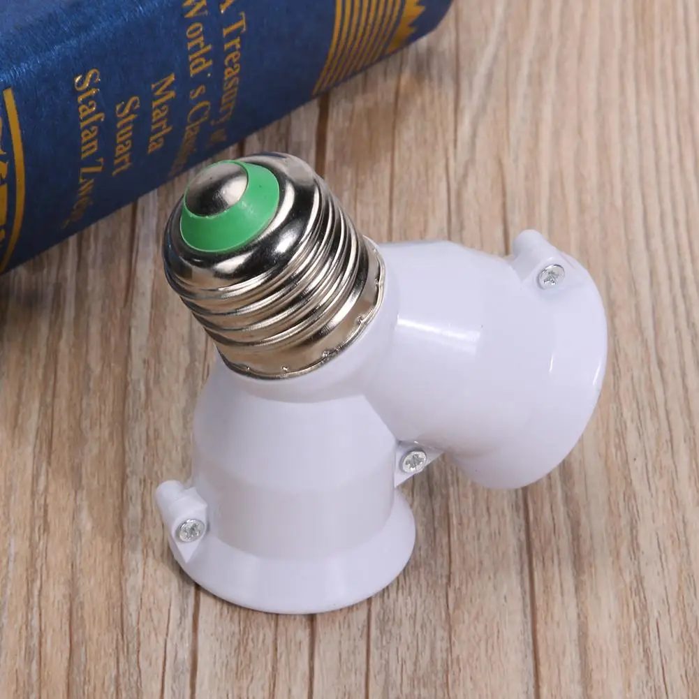 2 In 1 Double E27 Socket Base Extender Splitter Converter Plug Halogen Light Lamp Bulb Holder Copper Contact Adapter