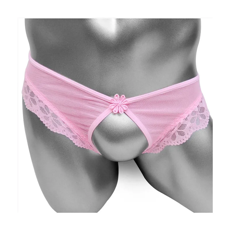 

See Through Mens Panties Sexy Open Crotch Lace Gay Cuecas Tanga Stretch Underwear Thong Sissy Exotic Crotchless