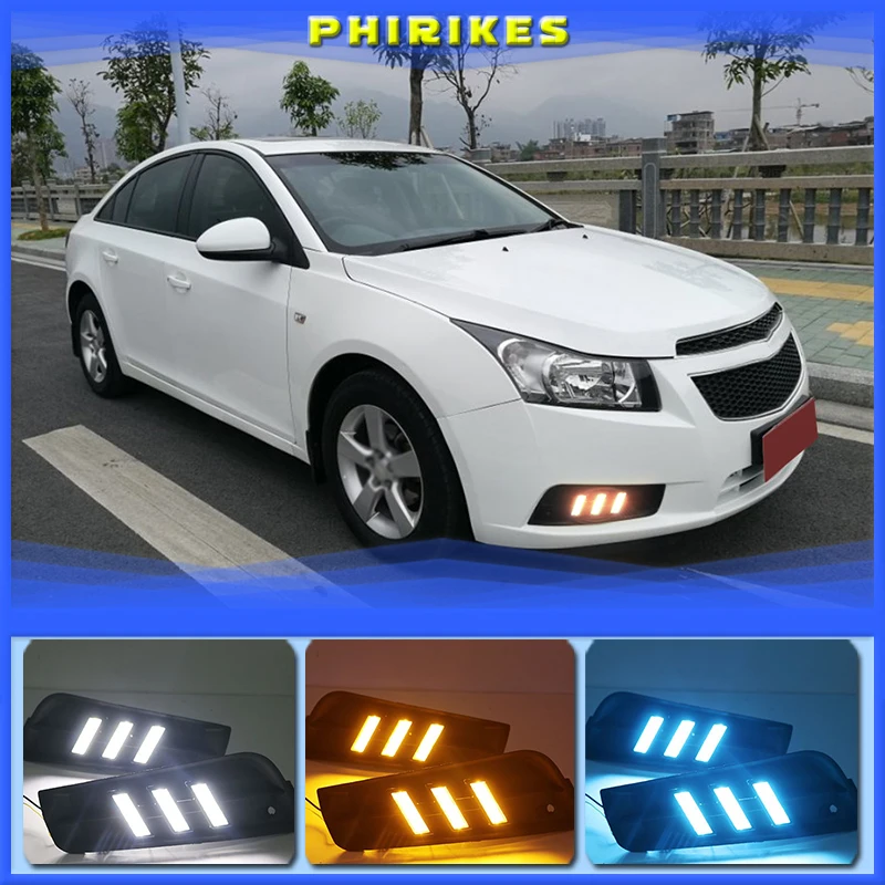 

2PCS LED for chevrolet cruze 2009 2010 2011 2012 2013 2014 DRL Daytime Running Light Daylight with turn signal lamp