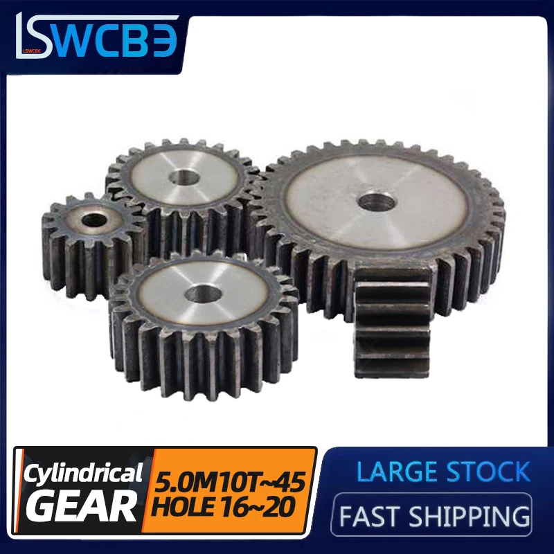 1/2/4PCS Precision 45# Steel Spur Gear 5M 10 Tooth To 50 Tooth Thickness 48mm Tooth Surface Quenching Factory Direct Pinion