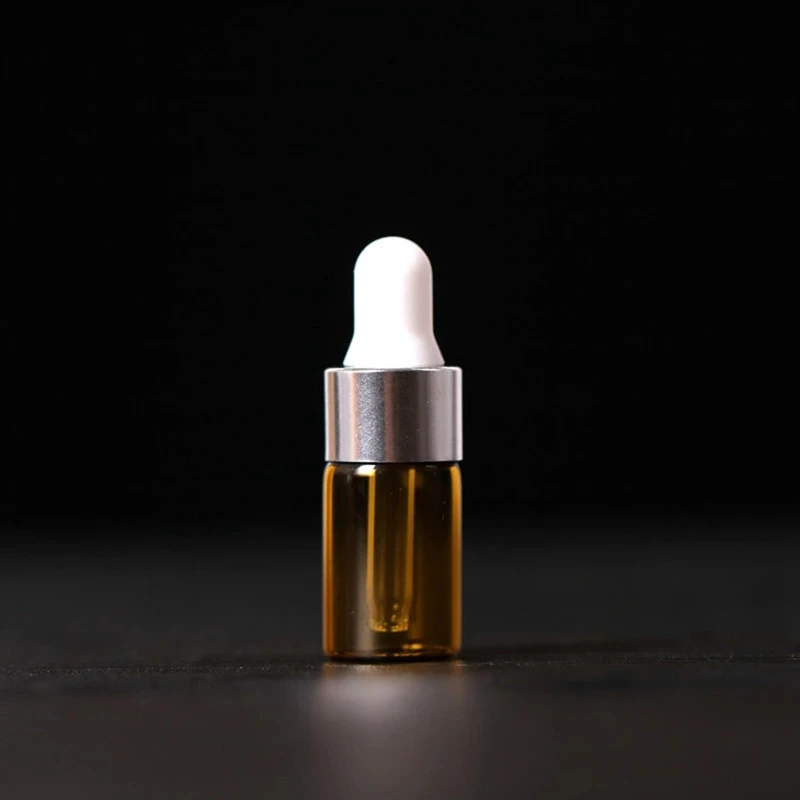 50 pz 1ml 2ml 3ml 5ml bottiglia contagocce vuota ambra olio essenziale vetro marrone goccia per massaggio bottiglie di Pipette cosmetiche ricaricabile