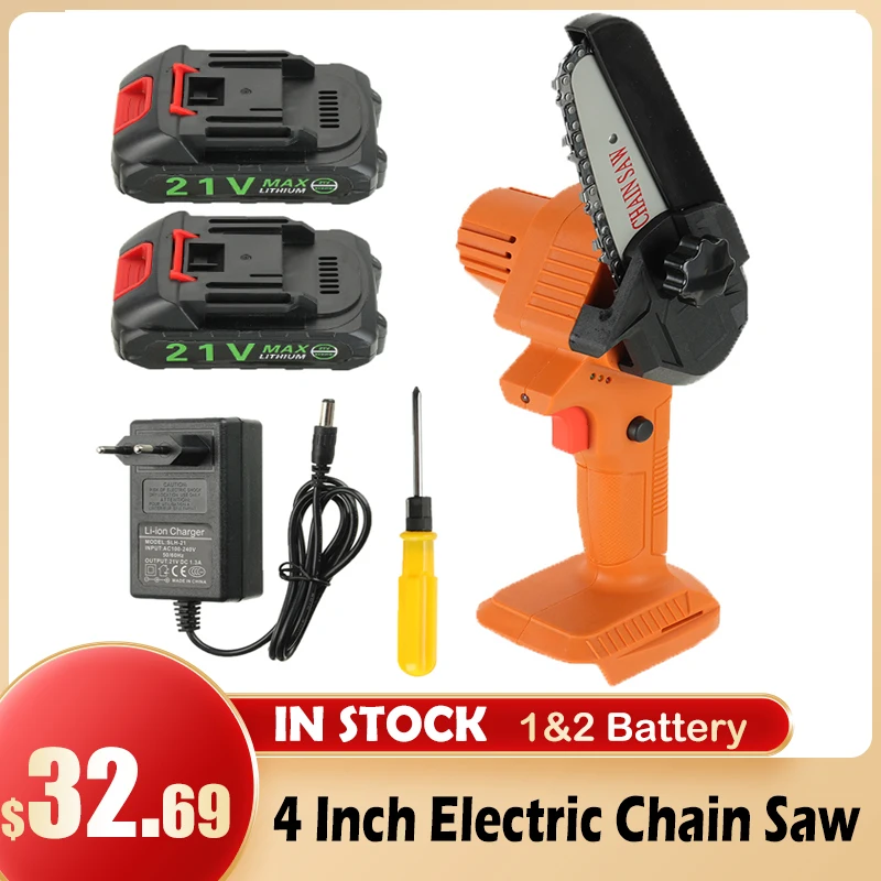 6000mAh Electric Chain Saw Lithium Battery Mini Pruning One-handed Garden Tool With Chain Saws Rechargeable Woodworking Tool