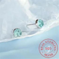Ocean Ripple Design Earring s925 Silver Blue Crystal Hollow Cushion Stud Earrings for Women Elegant Jewelry Gift