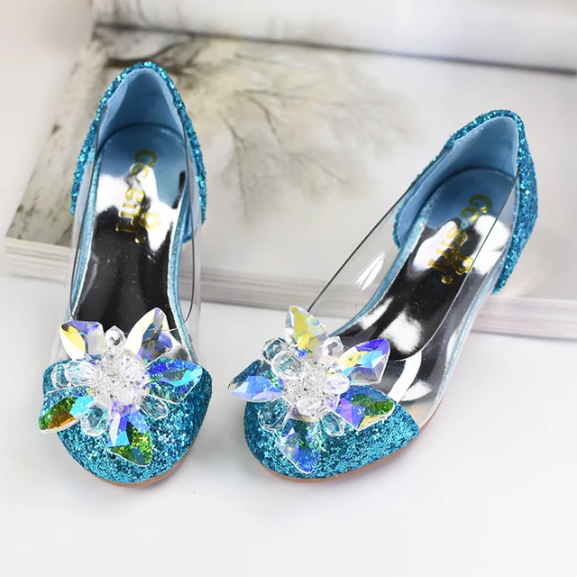 Children Cinderella Crystal High Heeled Shoes Sequin Transparent Princess Girls Party Shoes Diamond Kids Dress Shes Girls TX466 AliExpress 1501