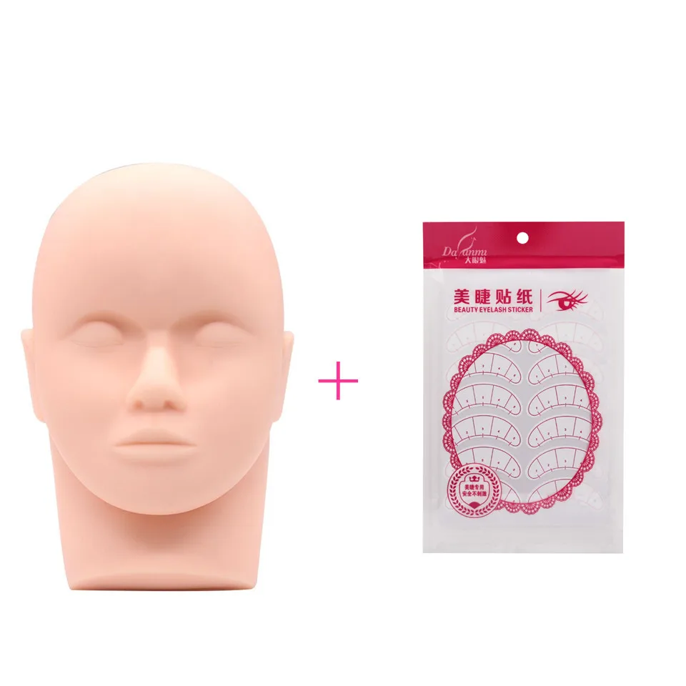 THINKSHOW Practice Eyelash Extension Mannequin Head Training False Eyelashes Extensions Sticker Pads Makeup Tools