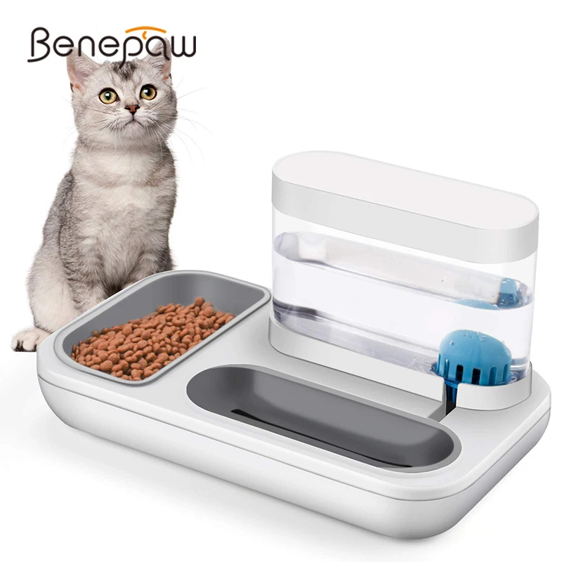 

Benepaw Puppy Cat Bowl Food Water 2 in1 Detachable Anti Spill nonslip Base Small Dog Feeder Kitten Water Gravity Dispenser 1.5L