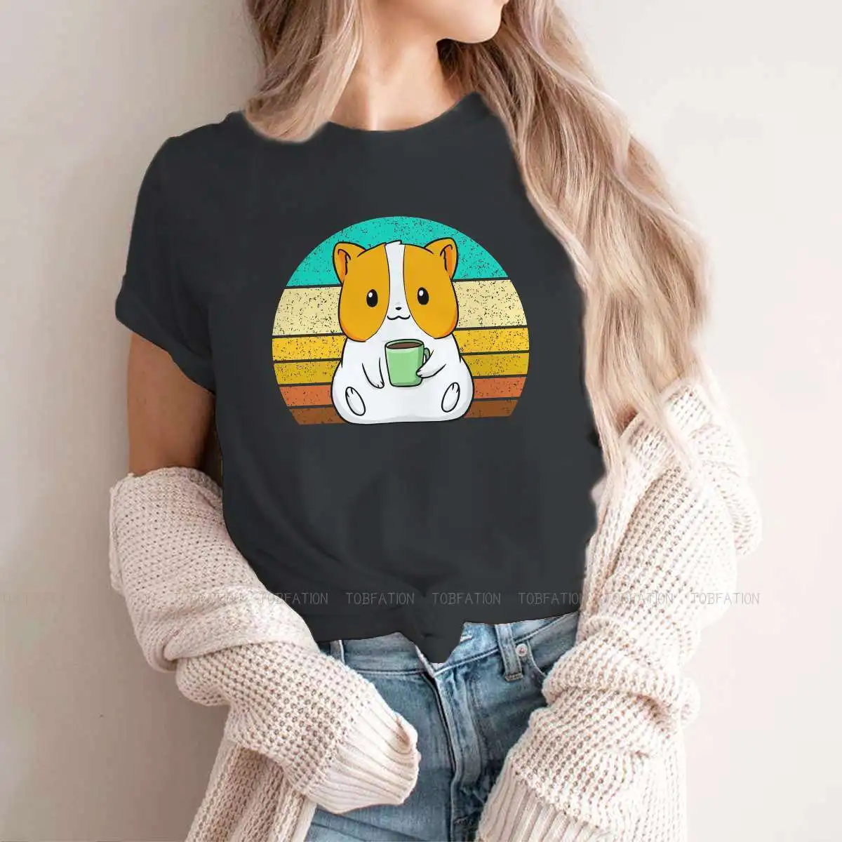 Gift for  Lover Female Shirts Kawaii Hamster Tiny Animal Vintage Women Clothing Harajuku Casual Feminine Blusas