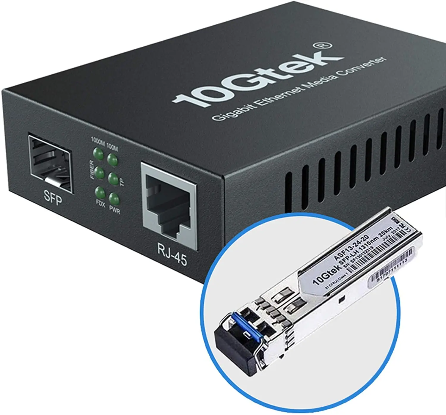 1.25G Media Converter(kit #2), SFP Slot, with a SFP Module, SMF, 1310-nm, 20-km