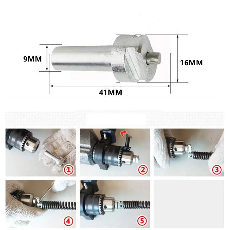 16mm Pipeline Dredge Device Spring Drill Adapter Connector Toilet Sink Drain Cleaner Device Accessories Drill Connecting Shaft