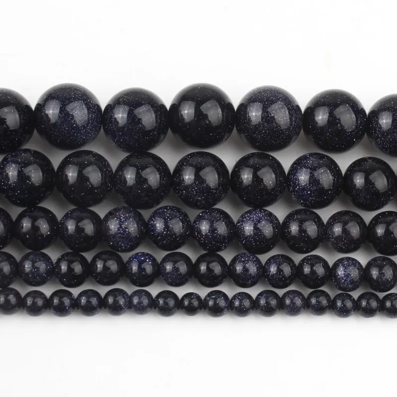 2/3/4/6/8/10/12mm Natural Dark Blue Sand stone Beads Loose Stone Round Loose Beads for DIY Accessories Jewellery Making 15\'\'
