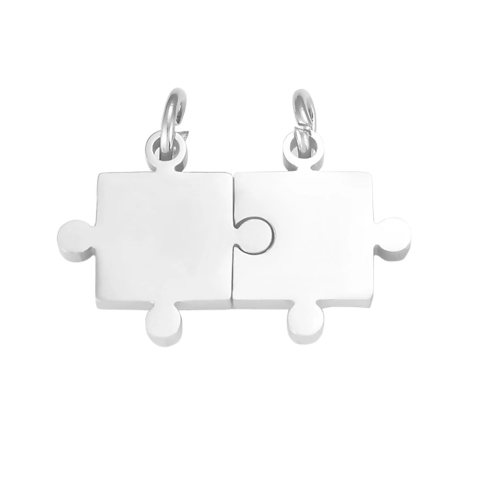 5er-Set (10 Stück) Puzzle-Edelstahl-Anhänger für die Schmuckherstellung, Großhandel-Anhänger für Halsketten, Armbänder, DIY-Schmuck und Bastelarbeiten – Detail 2