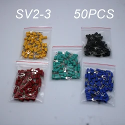 Sv2-3 five color bifurcated cable wire connector 50 PCS / wrapped bifurcated preinsulated fork shovel WG wire crimping termi