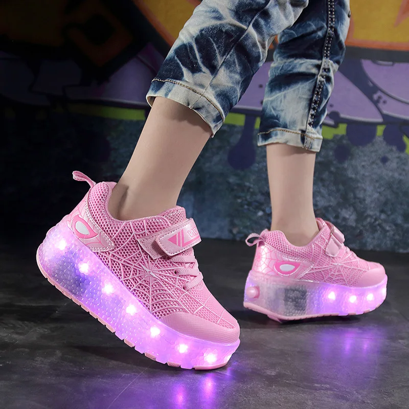 Roller Skate Shoes Kids Boys Girls Footware Fashion Casual Sports Sneakers Children Gift Toys Games Lighted 2 Wheels Boots