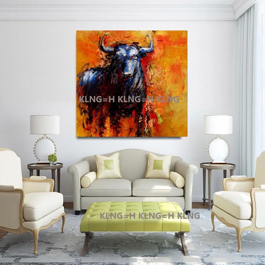 canvas painting big size handpainted Modern Animal Oil Painting The Cow Canvas Art Wall Pictures For Living Room Home Decoration