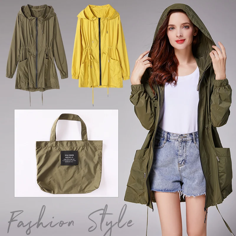 Fashion Rain Cover Raincoat Women Waist Short Waist Windbreaker Light Portable Travel Water Jacket