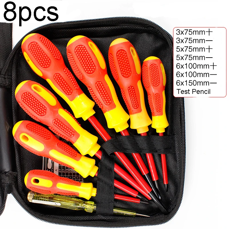 

6/7/8Pcs Insulated Screwdriver Set Withstand Voltage 1000V Precision Magnetic Phillips Slotted For Electrician Repair Hand Tool