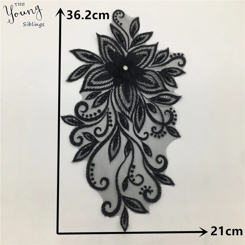 3D flower application ABS pearl Lace collar DIY Rhinestone Lace fabric laces Embroidery craft materials Dress Sewing accessories