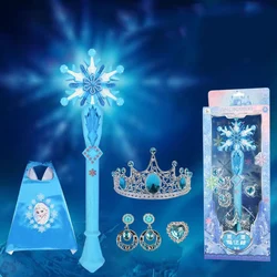 Disney girls frozen princess dress snowflake elsa  Music Magic wand Ring crown box set Makeup Toys Birthday Christmas Gift