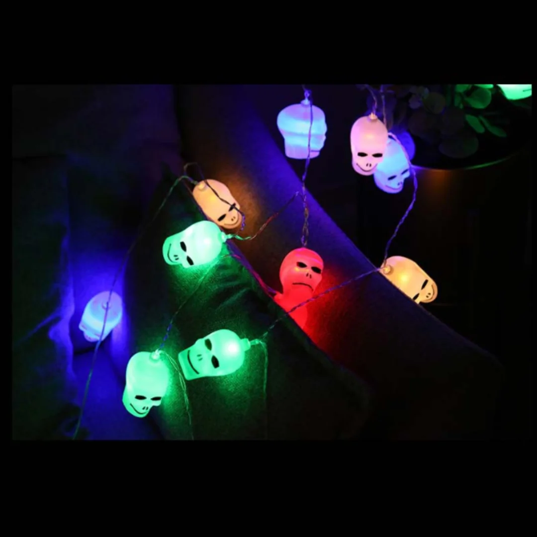 Halloween Skull LED String Light Used to Decorate the Living Room and Bedroom, Battery Not Included