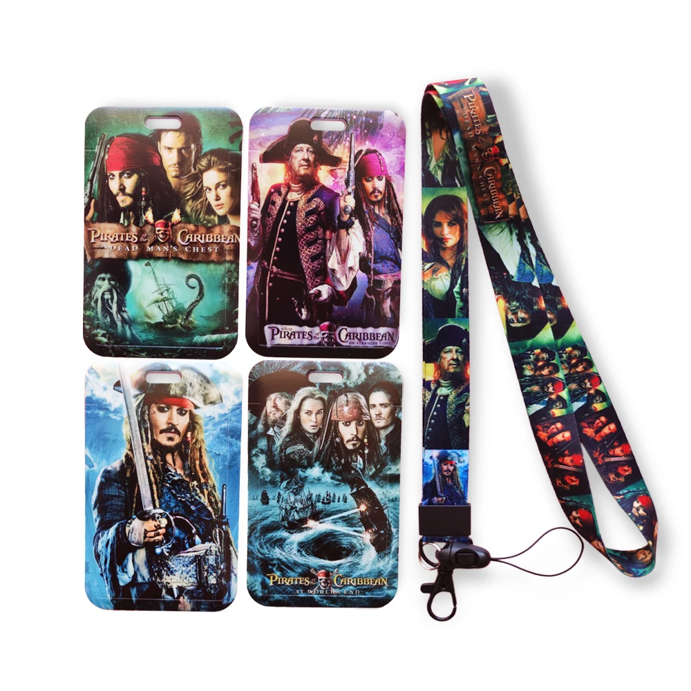 Disney Pirates Of The Caribbean Card Case Lanyard ID Badge Holder Bus Pass Case Cover Slip Bank Credit Card Holder Strap Card