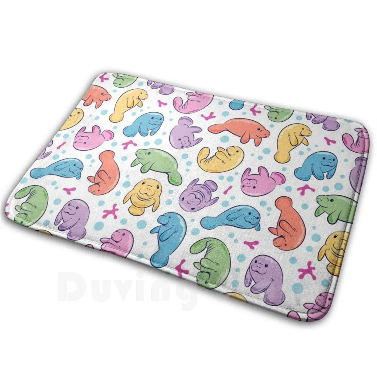 Cute Manatee Pattern-Colorful Underwater Pattern Carpet Mat Rug Cushion Soft Manatee Manatee Manatee Manatee Save