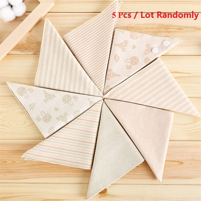 

5 pcs/lot patterns randomly Natural Organic cotton Baby bibs Cotton Bandana bibs Newborn slabber absorbent cloth burps baby bibs