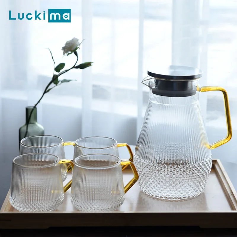 1500ML Heat-Resistant Glass Water Jug Kettle 330ML Coffee Tea Cup High Temperature Heating Water Bottle Pot Home Decoration