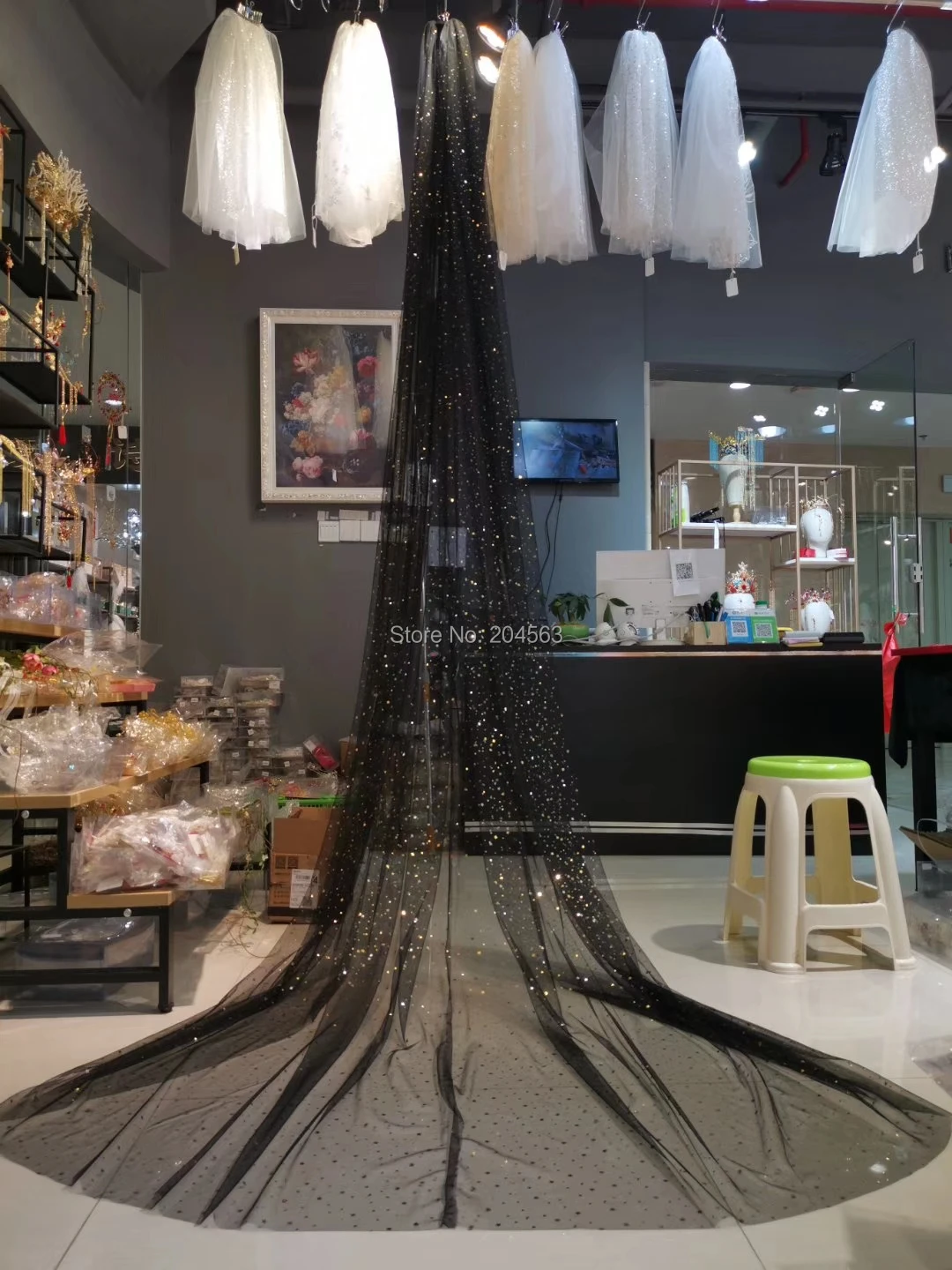 One-Layer Bling Black Wedding Veil Long Bridal Veils with Comb Black Veil for Party Wedding Accessories