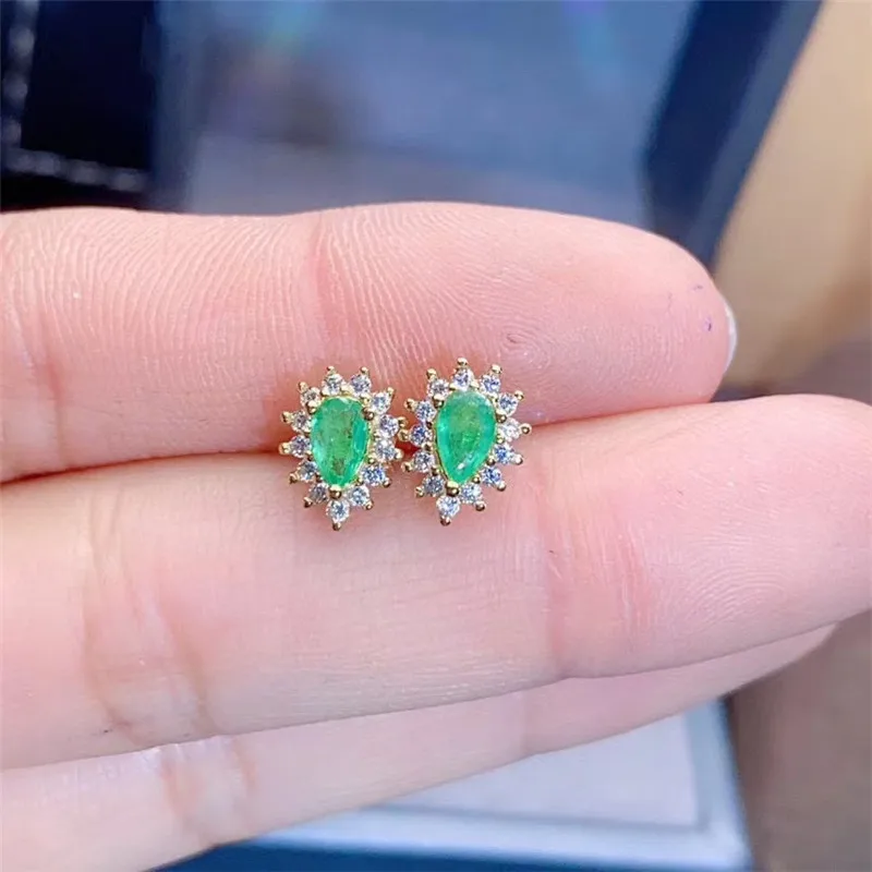 3*5mm Natural Emerald earrings women green gemstone jewelry Cost-effective sterling silver 925 stud earrings