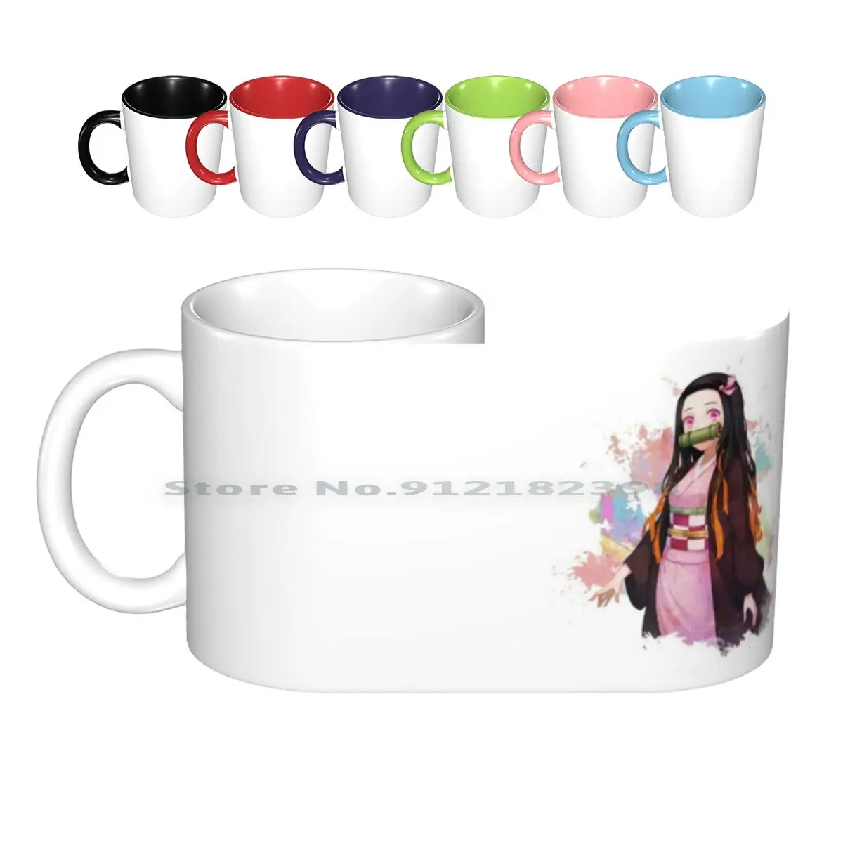 Nezuko Demon Ceramic Mugs Coffee Cups Milk Tea Mug Logo Anime Japan Manga Action