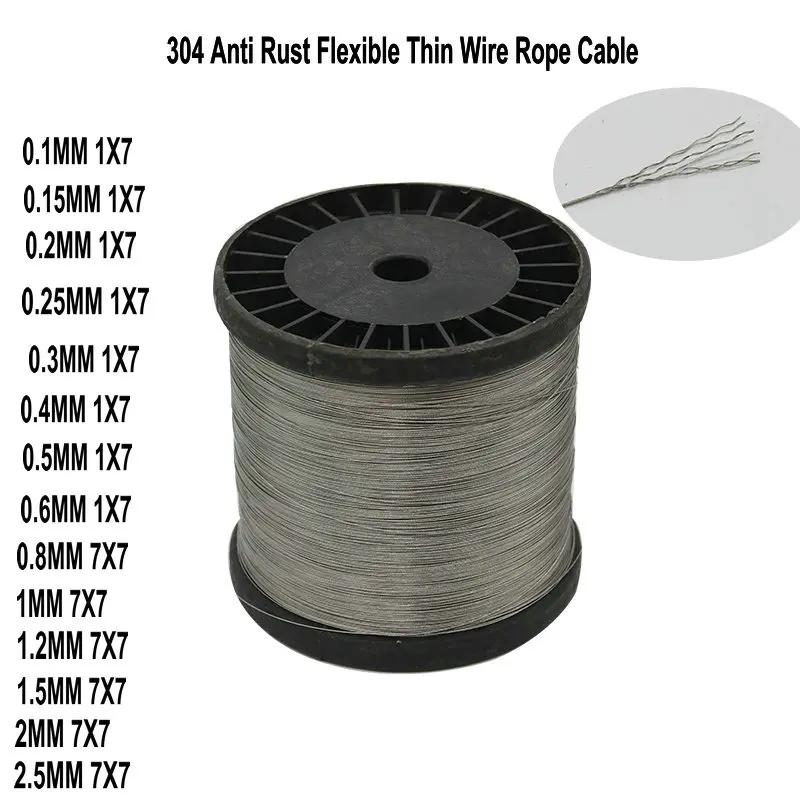 HQ OU01 Anti Rust Flexible Soft Stainless Steel 304 Wire Rope Cable Fishing Line DIY Jewelry Thread