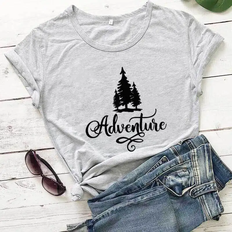 

Adventure Shirt New Arrival Summer 100%Cotton Funny T Shirt Nature Shirts Camp Life Shirt Forest Trees Vacation Shirt