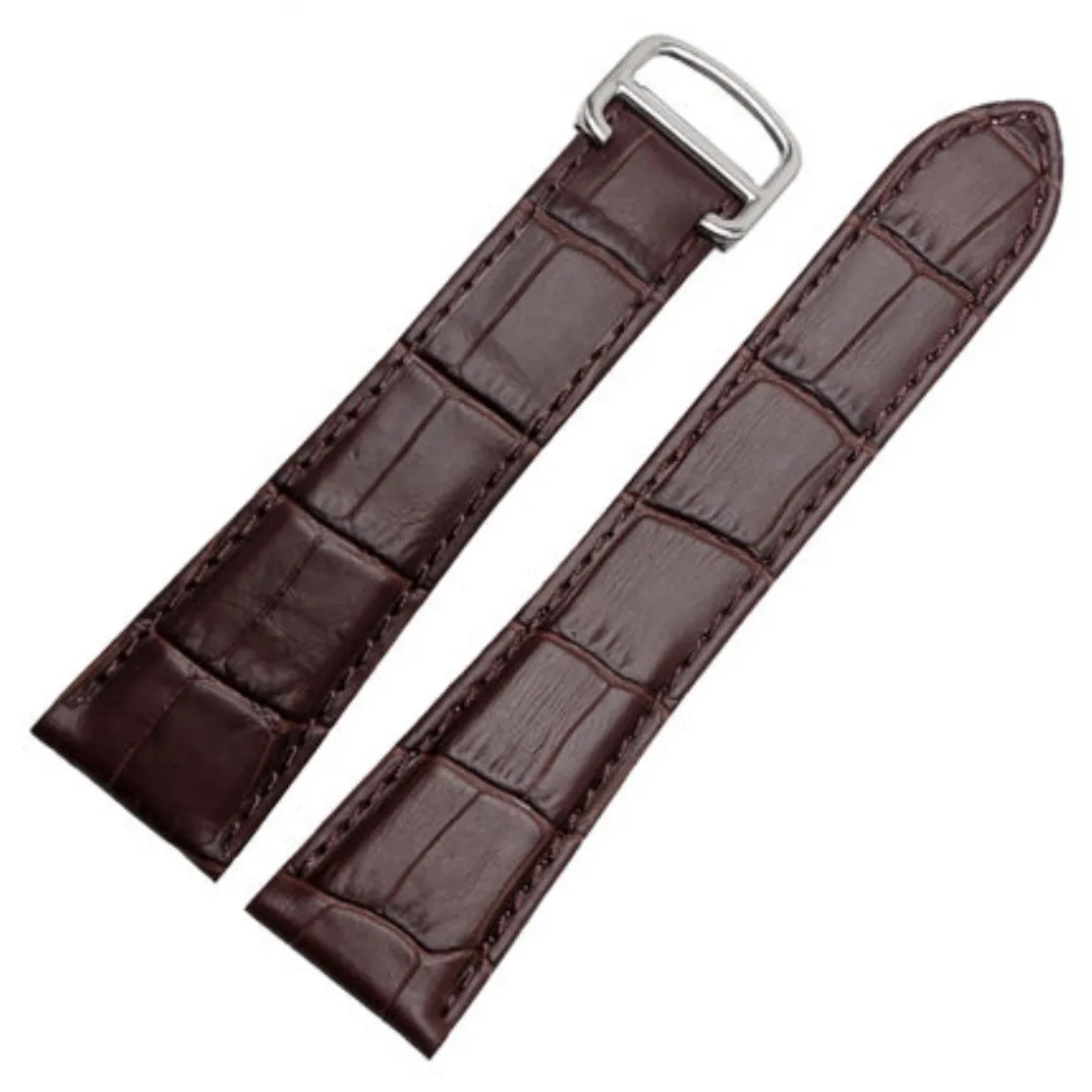 22mm/23mm/24mm/25mm watch band Fit for Cartier Calibre de Diver W7100060 Black/Brown Crocodile Leather W atchbands Strap