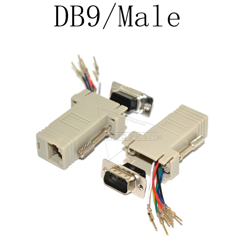 Adaptador serie RJ45 a DB9 RS232, convertidor de puerto de red RJ45 DB9, cabeza macho/hembra