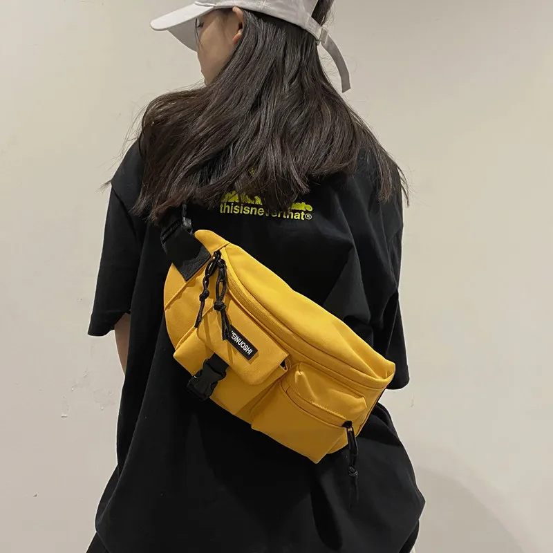 Torby Crossbody mężczyźni Hip-hop klatka piersiowa talia zamek błyskawiczny Hobos list Harajuku taktyczne studenci nowe podróże unisex nylonowa moda