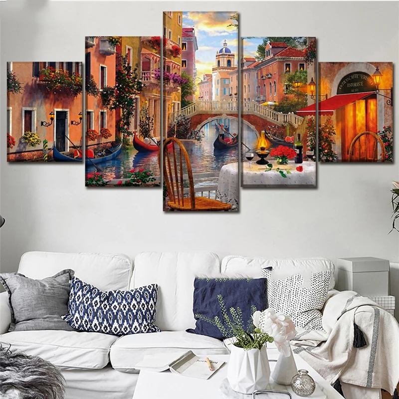 

Кафе канал Гондола 5d полный круглый квадратная Алмазная вышивка 5 шт. пейзаж 5D Diy Алмазная вышивка крестиком на рисунке, mosaicZP-3994