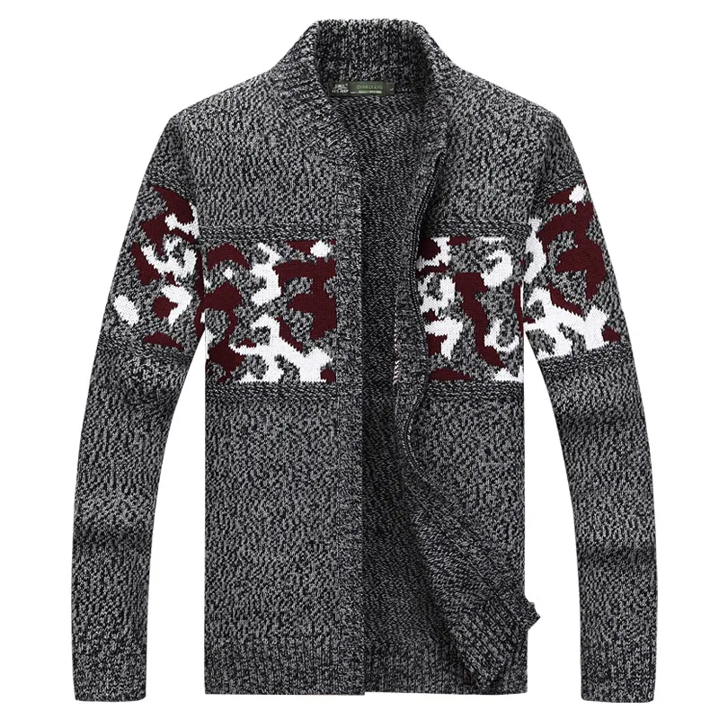 Winter Thick Men's Knitted Sweater Coat wool Pattern slim knitwear fashion warm men sweater Full Zip Plus Size Clothing Cardigan