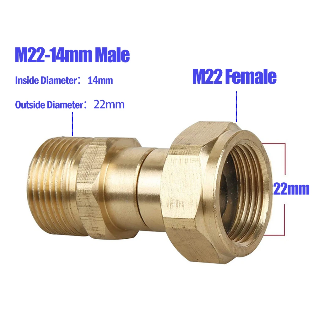 High Pressure Washer Swivel Joint Connector Hose Fitting M22 14mm Anti-tangle Thread 360 Degree Rotation Hose Sprayer Connector