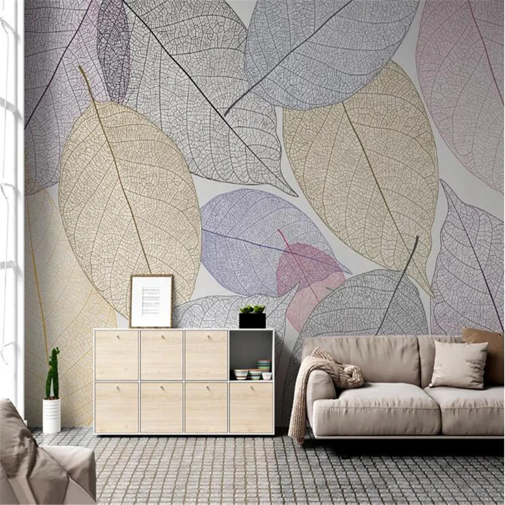 

Milofi custom 3D printing wallpaper mural Nordic modern minimalist color leaf texture bedroom living room b background wall