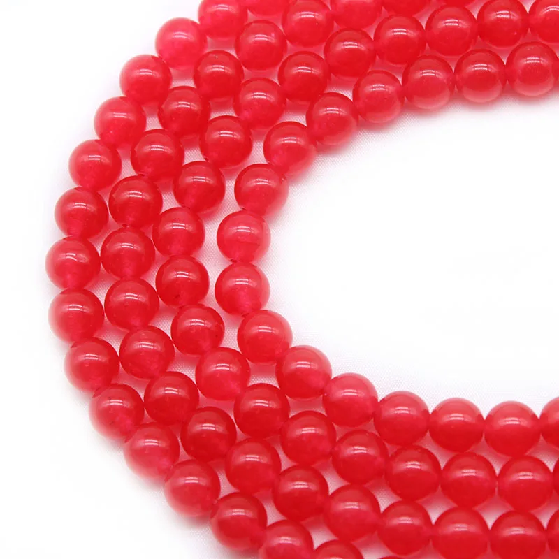 Natural Red Jades Chalcedony Stone Beads Round Loose Beads For Jewelry Making DIY Necklace Bracelet  Accessories 15\'\' 6/8/10mm