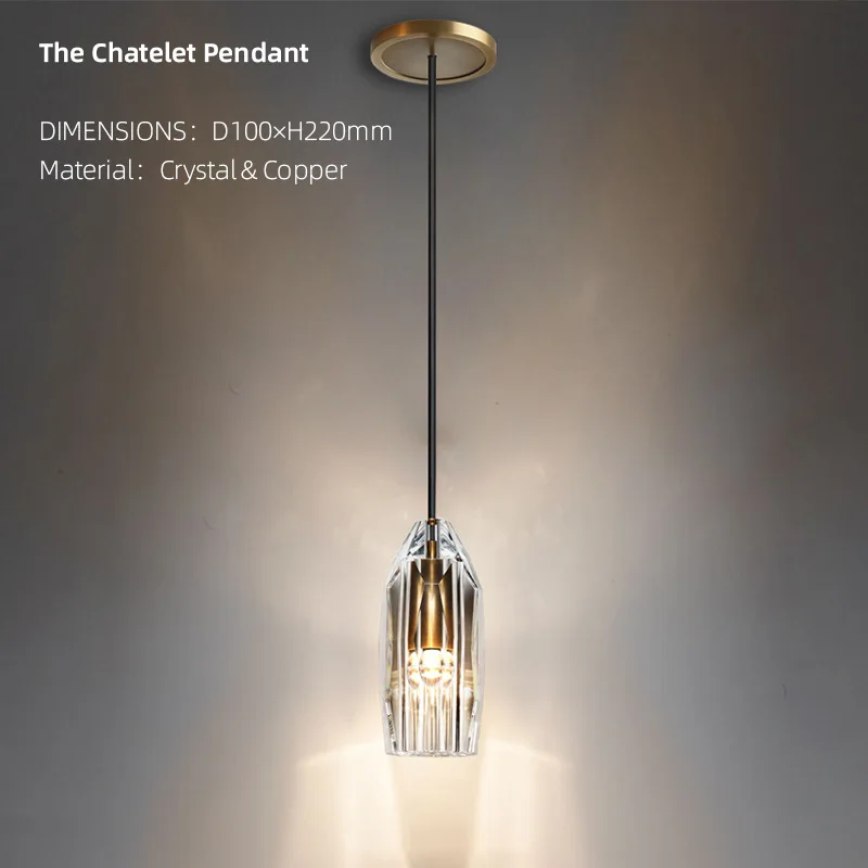 Luxurious Glass/Crystal chandelier American modern minimalist chandelier study living room bedroom bedside lamps