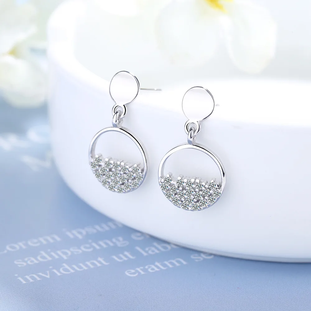 2021 New Arrival 925 Silver Needle Short Round Earrings For Women Girl Jewelry Zirconium Inlay Best Friend Gift Pendientes