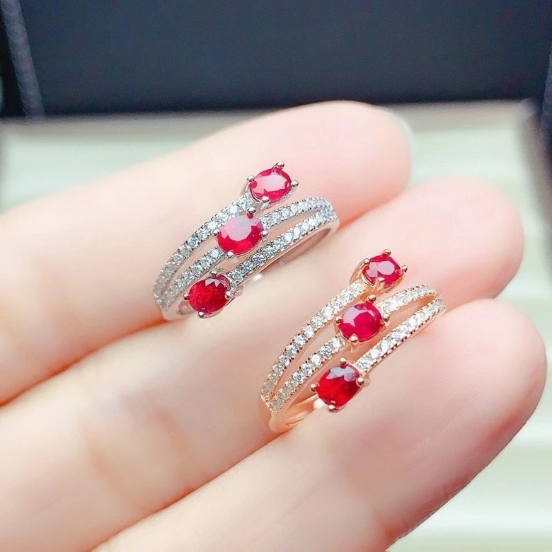 KJJEAXCMY fine jewelry S925 sterling silver inlaid natural ruby new girl noble ring support test Chinese style with box