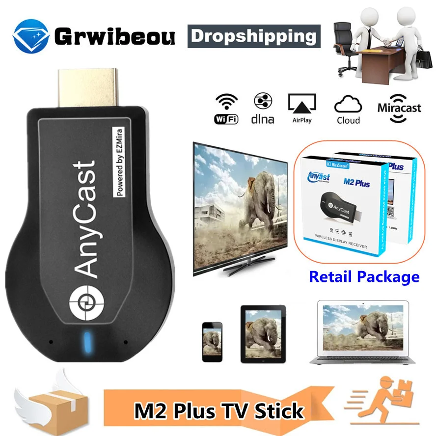 Receptor Dongle de TV con pantalla WiFi inalámbrica, dispositivo compatible con HDMI, DLNA, Miracast, AnyCast M2 Plus, Airplay, 1080P