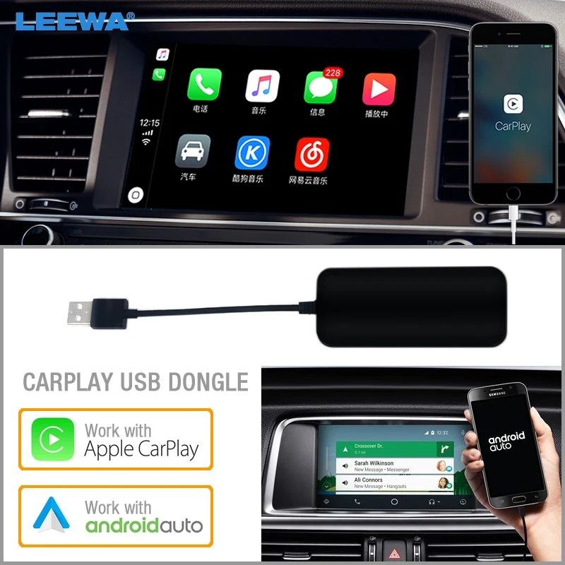 LEEWA USB DONGLE Work With Apple iOS CarPlay Android Auto For Car Android System Headunit Navigation Player #CA5926